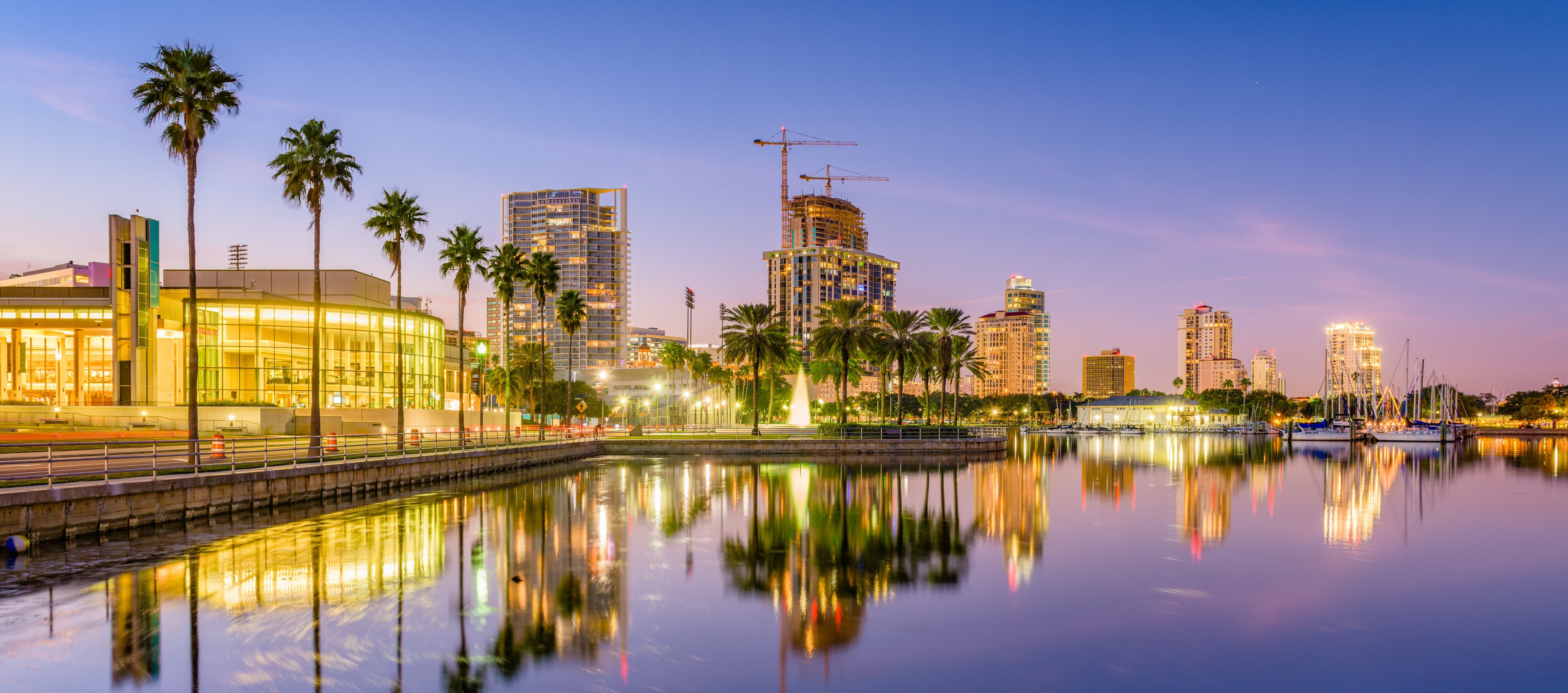 St. Petersburg, Florida, USA skyline on the water at sunset.